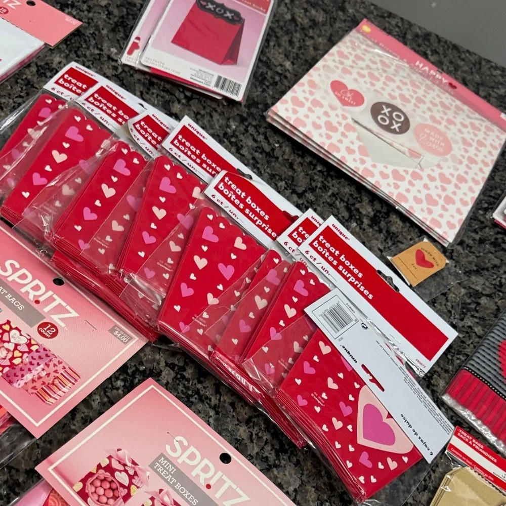 Valentine's Day Party treat gift bag Set - Red and Pink NEW